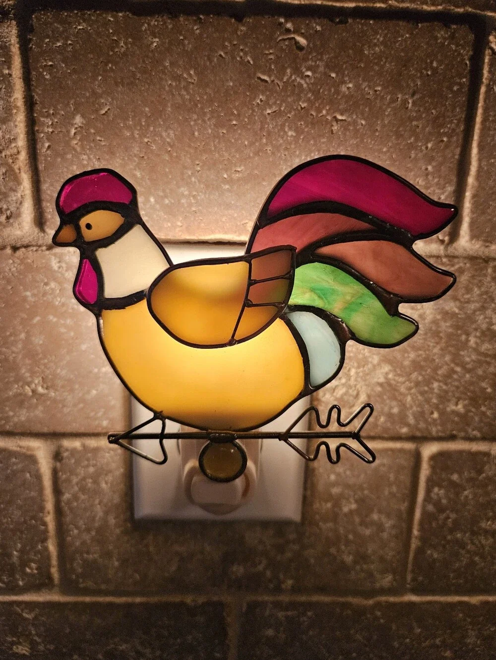 Stained Glass Rooster Nightlight